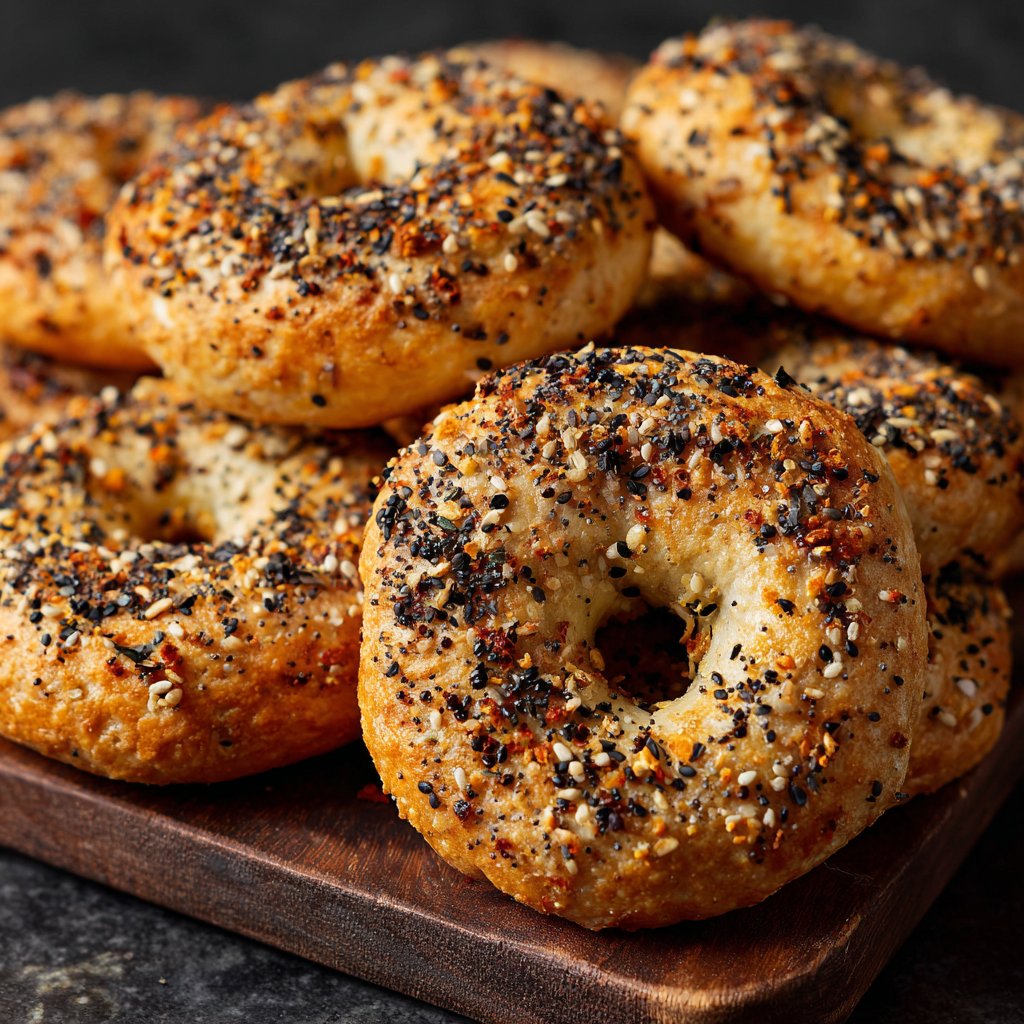 Protein Bagels With Everything Seasoning