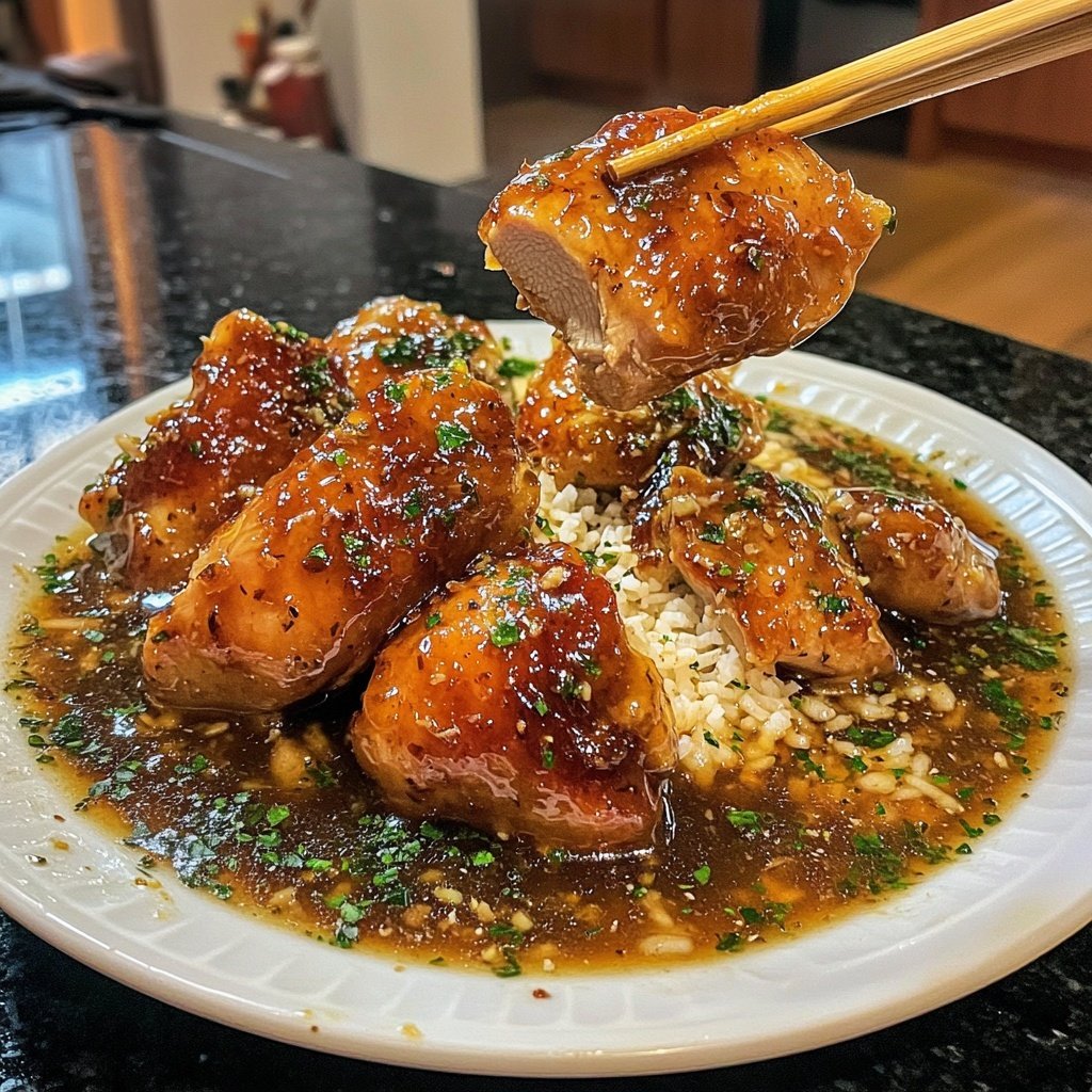 Caramelised Soy Chicken in Garlic Ginger Broth with Rice