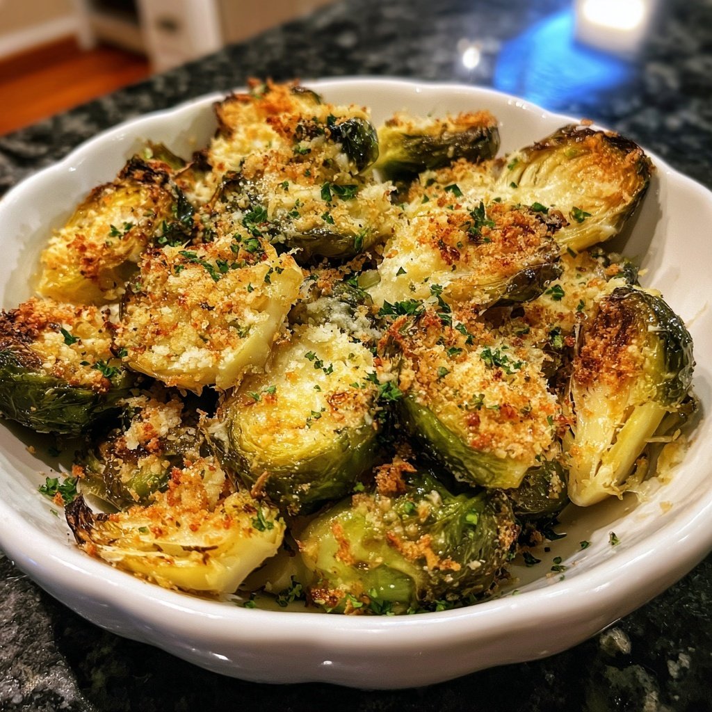 Garlic Parmesan Roasted Brussels Sprouts