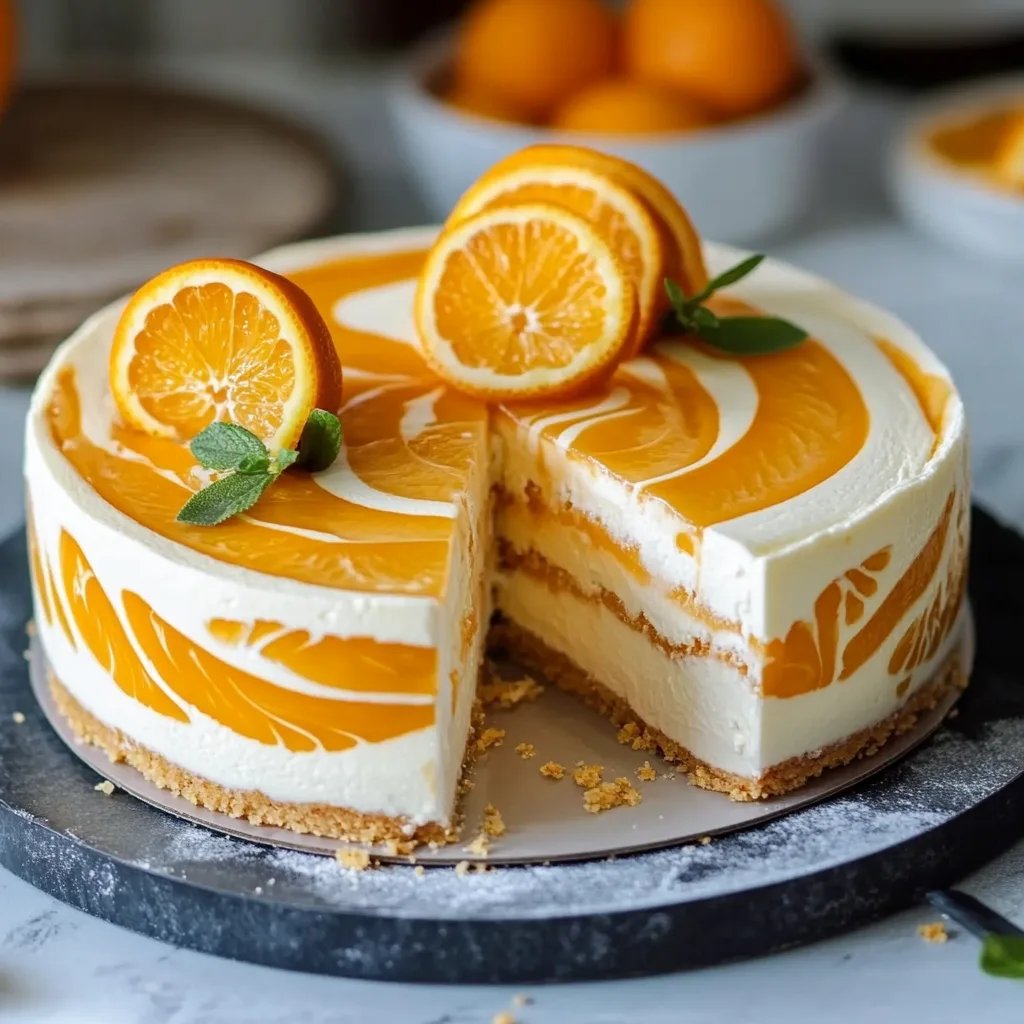 No-Bake Creamsicle Cheesecake – Orange & Vanilla Swirl Delight!