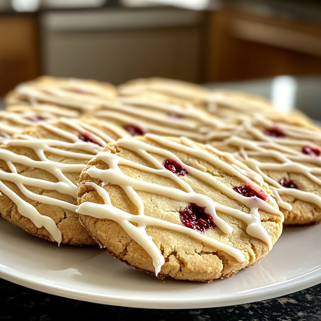 Raspberry Shortbread Cookies 🍇 | White Chocolate Drizzle Perfection