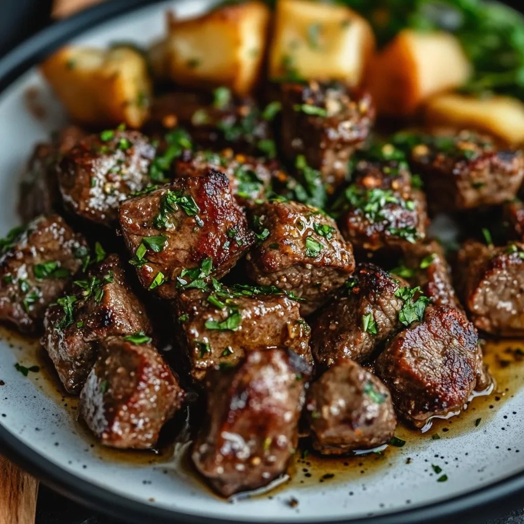 High Protein Slow Cooker Garlic Butter Beef Bites