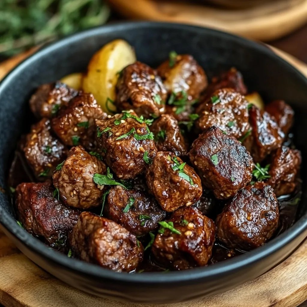 High Protein Slow Cooker Garlic Butter Beef Bites