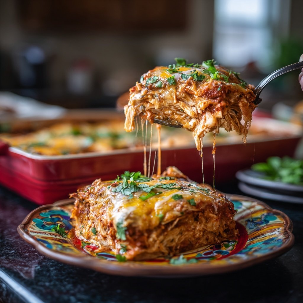 Shredded Chicken Enchilada Casserole