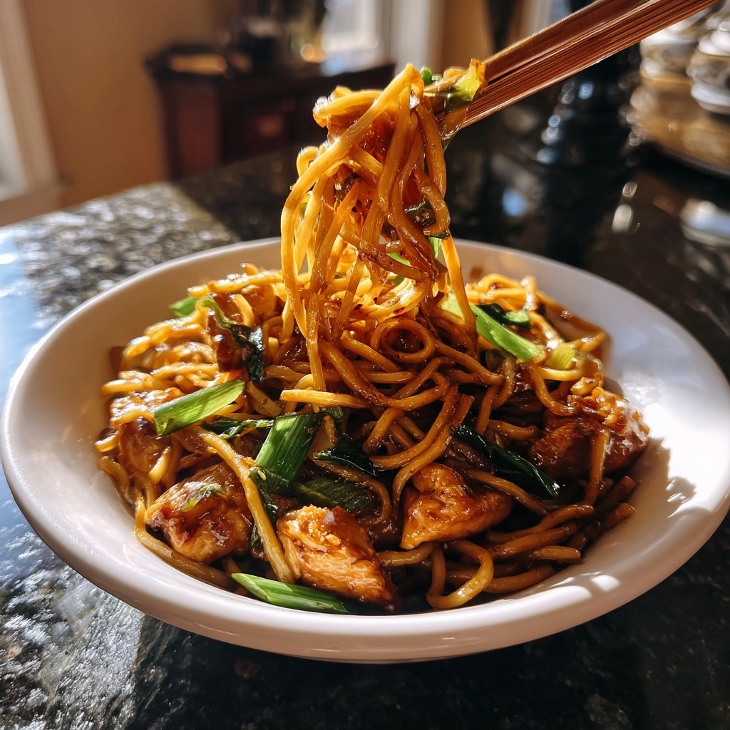 Sticky Garlic Chicken Noodles