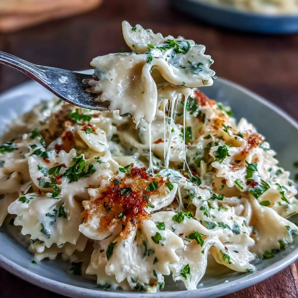 Bow Tie Pasta With Creamy Garlic Parmesan Sauce