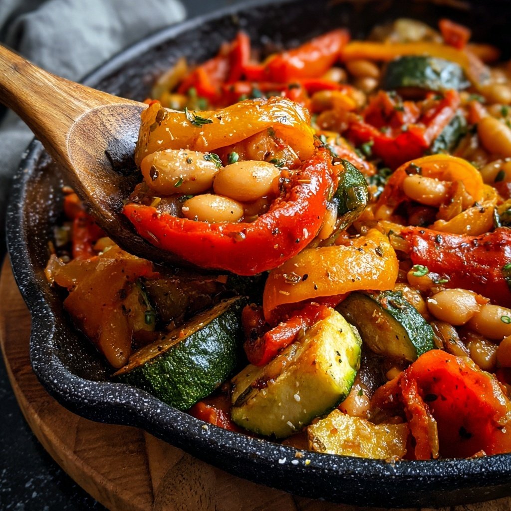 Roasted Veggie White Bean Skillet